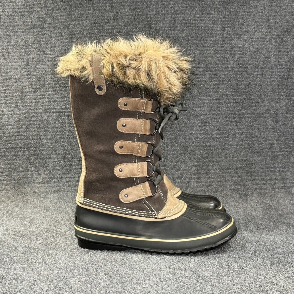 Sorel JOAN OF ARCTIC Waterproof Boots Women's 10 Brown Suede Black Winter Snow